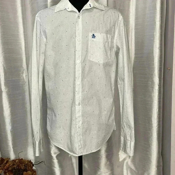 Original Penguin by Munsingwear Men’s Small Long Sleeve Button Down White Shirt - Picture 2 of 10